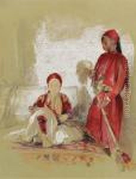 Prince Hassan And His Nubian Servant Oil Painting by John Frederick Lewis