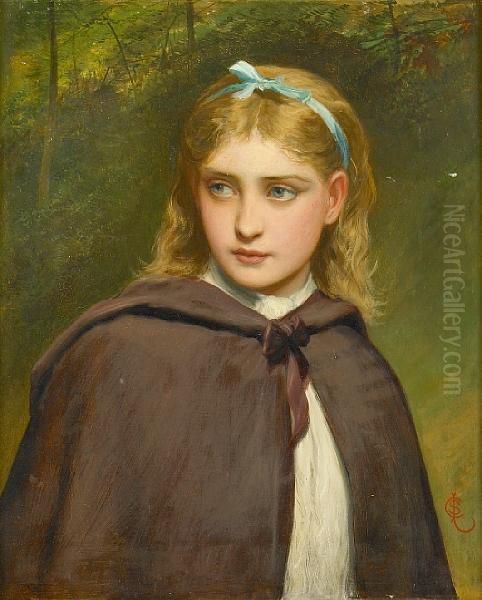 A Portrait Of A Young Girl In A Cape Oil Painting by Charles Sillem Lidderdale