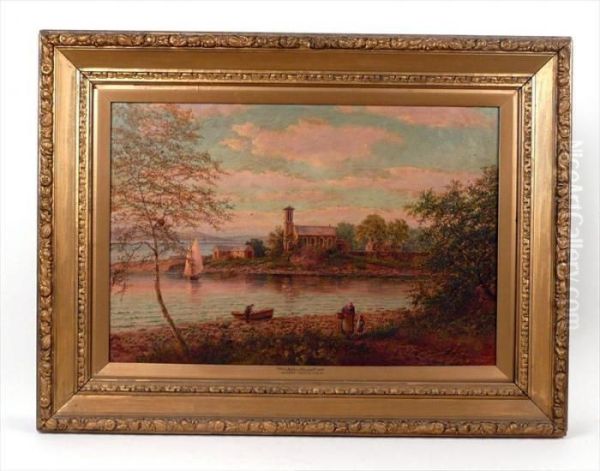 Country Scene With Lake And Figures Oil Painting by Walker Stuart Lloyd