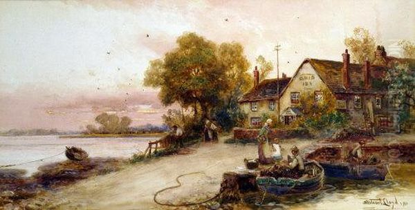 The Ship Inn, Taunton, Figures And Boats Oil Painting by Walker Stuart Lloyd