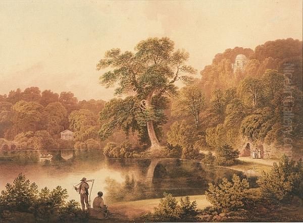 The Temple Of Flora, Stourhead, Wiltshire Oil Painting by Nicholson, F.