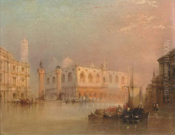 Vessels Before St Mark's Square, Venice Oil Painting by Edward Pritchett