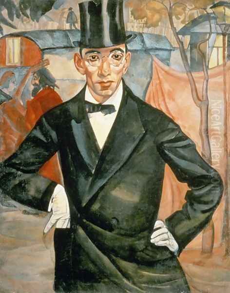 Portrait of Sherling from the cycle of portraits called The face of Russia Oil Painting by Boris Dmitrievich Grigoriev