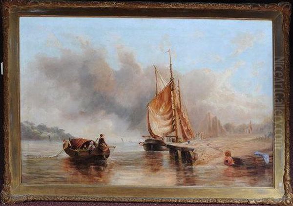 A Fishing Boat Oil Painting by William Edward Webb