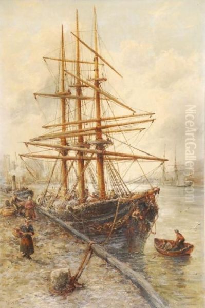 Peel Harbour, Isle Of Man Oil Painting by William Edward Webb