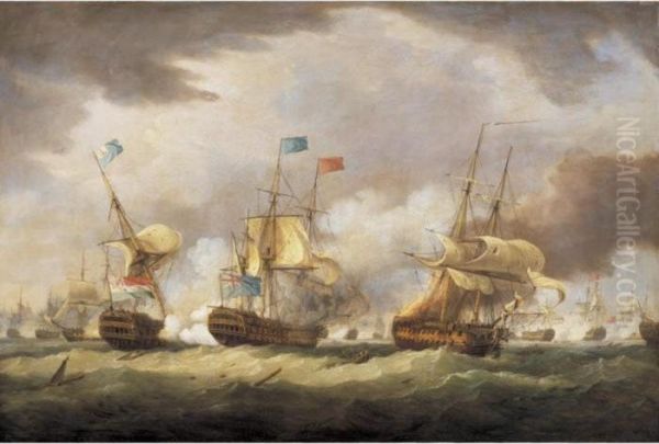 The Battle Of Camperdown Oil Painting by Thomas Whitcombe