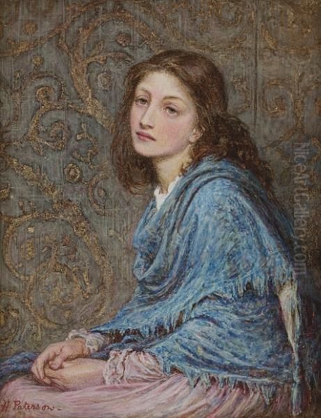 Girl Seated In Blue Oil Painting by Helen Mary Elizabeth Allingham