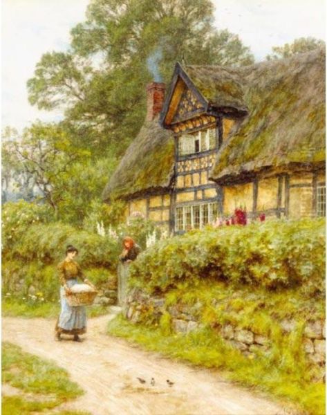 An Old Cheshire Cottage Oil Painting by Helen Mary Elizabeth Allingham