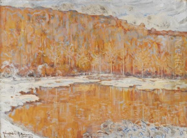 L'etang Sous La Neige Oil Painting by Alexander Altmann