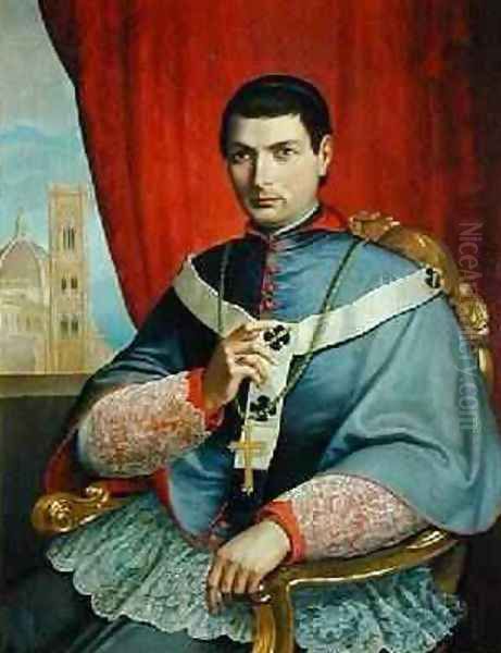 Portrait of Monsignor Giovacchino Lamberti Archbishop of Florence 1857 Oil Painting by Antonio Marini