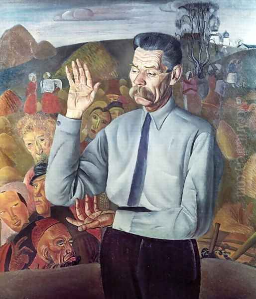 Portrait of Maxim Gorky 1868-1936 Oil Painting by Boris Dmitrievich Grigoriev