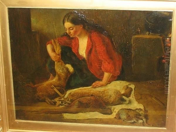 Woman Preparing Dead Game Oil Painting by Richard Ansdell