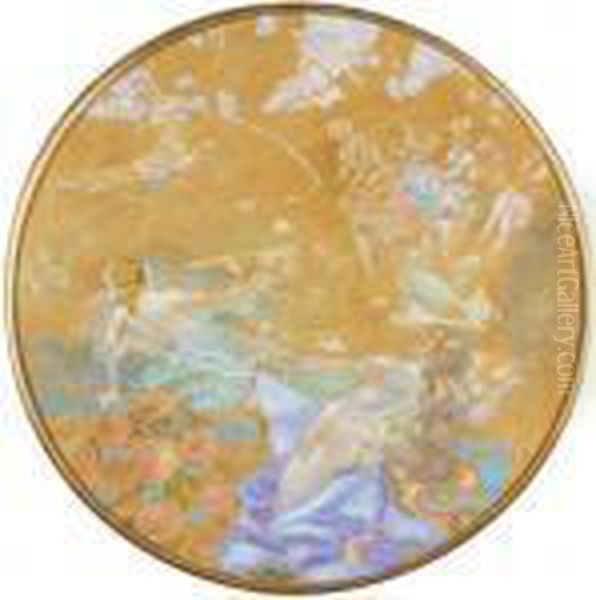 Design For A Circular Ceiling Decoration Oil Painting by Vladimir Baranoff-Rossine