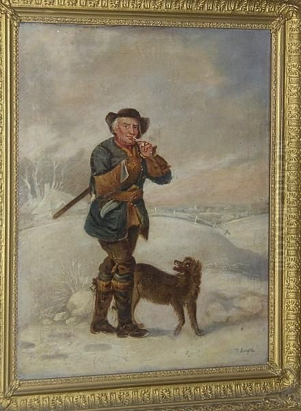 Woodsman In A Winter Landscape Oil Painting by Thomas Barker of Bath