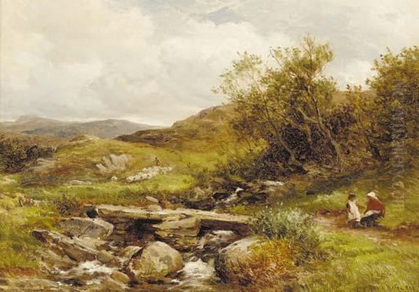 A Rustic Bridge, Capel Curig Oil Painting by David Bates