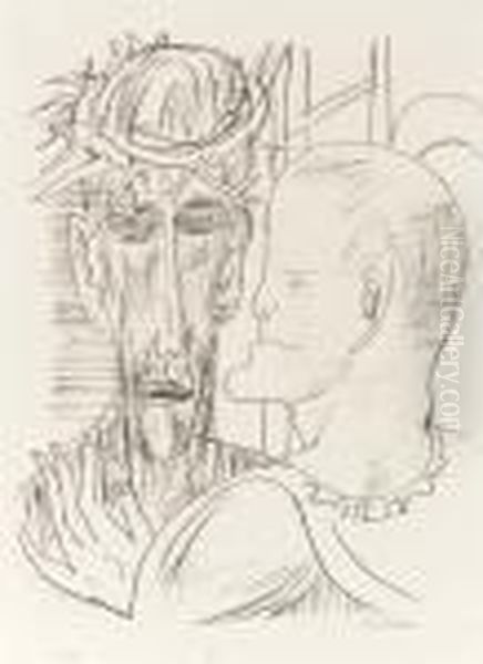 Christ And Pilate Oil Painting by Max Beckmann