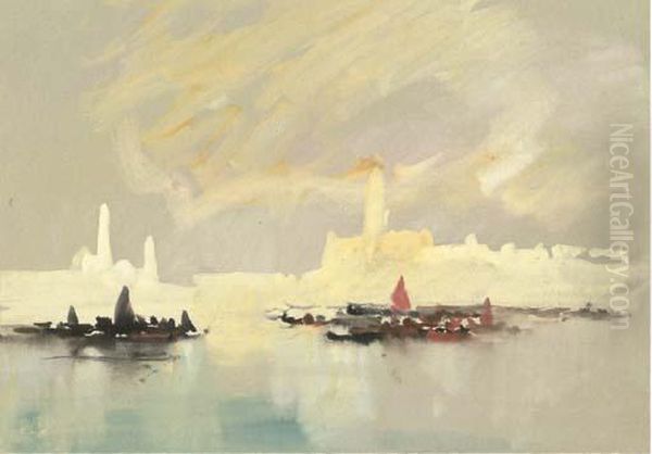 Venice From The Lagoon Oil Painting by Hercules Brabazon Brabazon