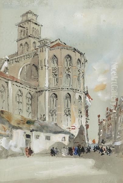 The Church Of Santa Maria Gloriosa Dei Frari, Venice Oil Painting by Hercules Brabazon Brabazon