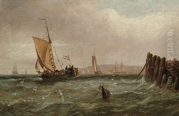 Shipping Off The Dutch Coast Oil Painting by John Callow