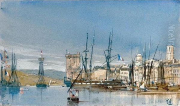 View Of The Harbour, Marseilles Oil Painting by William Callow