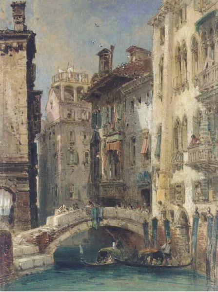 View Of A Canal, Venice Oil Painting by William Callow