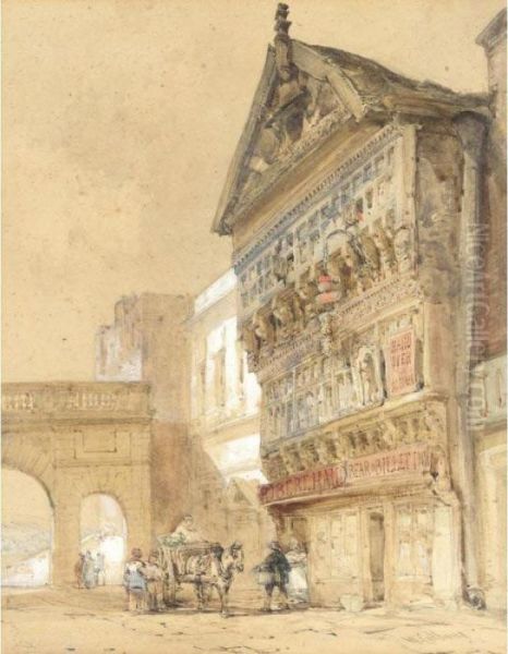 The Bear And Bullet Inn, Castle St., Chester Oil Painting by William Callow