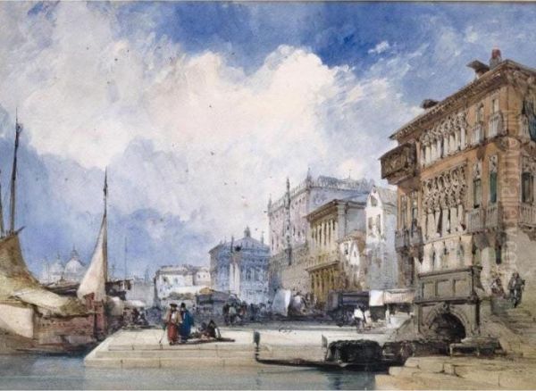 Entrance To The Court Of The Ducal Palace, Venice Oil Painting by William Callow