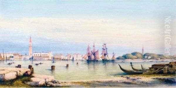 View Of The Doge's Palace From San Giorgio Maggiore Oil Painting by Gabriele Carelli