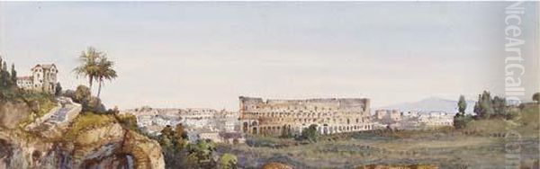 Veduta Di Roma Con Il Colosseo Oil Painting by Gabriele Carelli