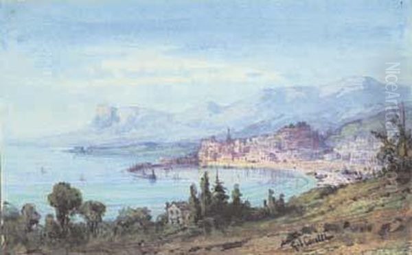 Veduta Di Mentone Oil Painting by Gabriele Carelli