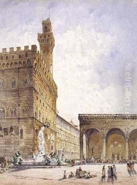 Scorcio Di Piazza Signoria Oil Painting by Gabriele Carelli