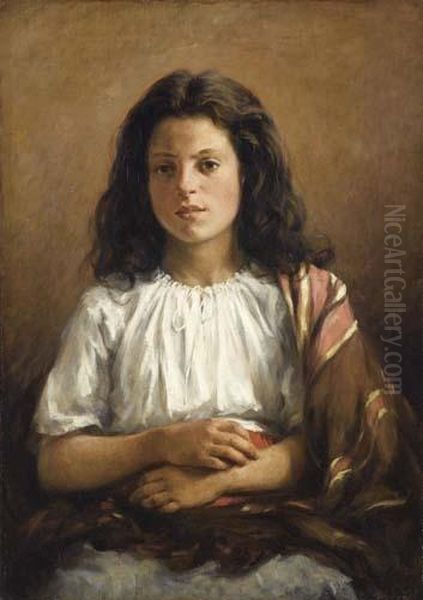 Portrait Eines Zigeunermadchens Oil Painting by Alexei Alexeivich Harlamoff