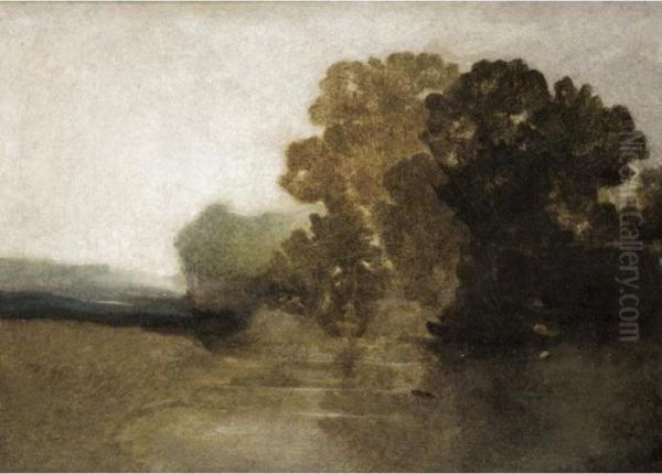 A River Landscape Oil Painting by John Sell Cotman