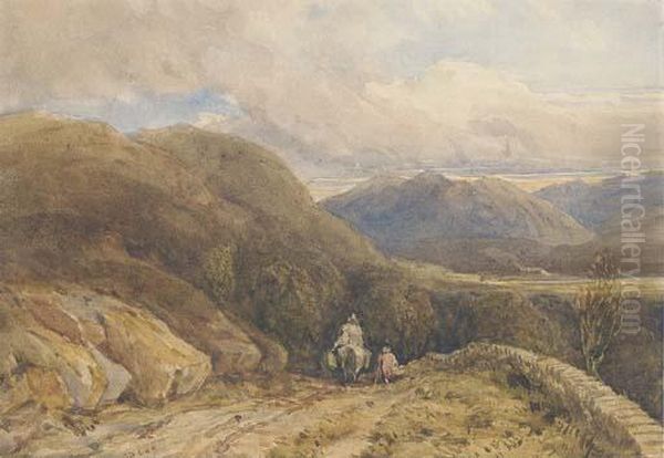 A Welsh Mountain Valley Oil Painting by David I Cox