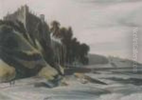 Dunsky Castle Near Port Patrick, Wigtonshire Oil Painting by William Daniell RA