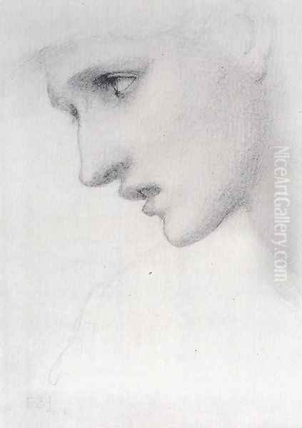 Profile To The Left Oil Painting by Sir Edward Coley Burne-Jones