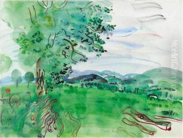 Paysage Aux Troncs D'arbres Oil Painting by Raoul Dufy