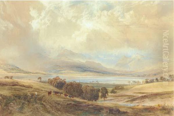 View Of Langdale Pikes And Bow Fell, Over Windermere, Westmoreland Oil Painting by Anthony Vandyke Copley Fielding