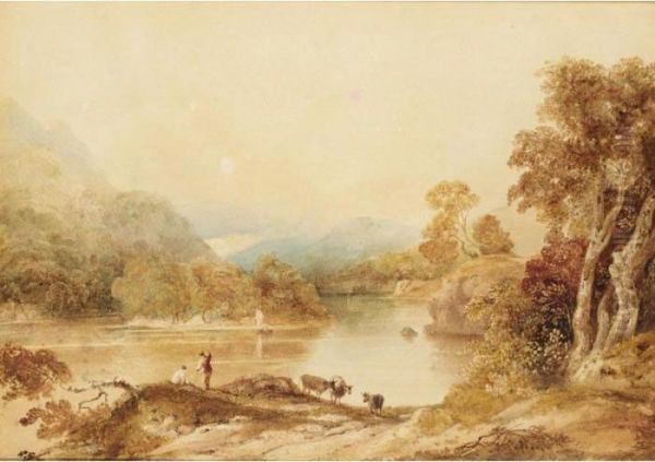 Ellen's Isle, Loch Katrine Oil Painting by Anthony Vandyke Copley Fielding