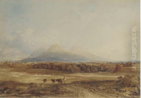 Droving Cattle Oil Painting by Anthony Vandyke Copley Fielding