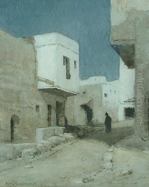 An Arabian Street At Night Oil Painting by Albert Moulton Foweraker