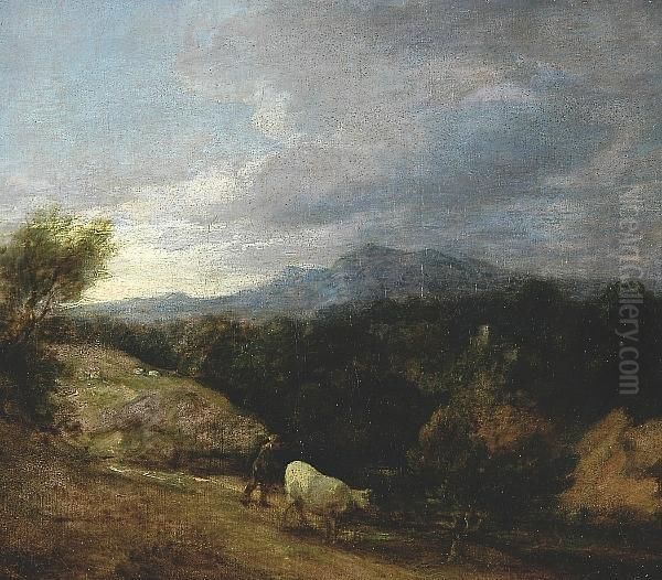 Extensive Wooded Upland Landscape C.1786, Oil On Canvas Oil Painting by Thomas Gainsborough