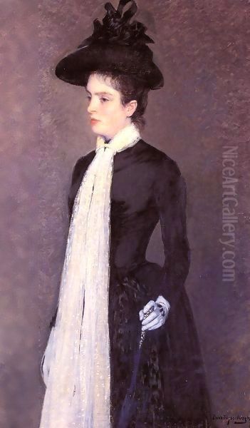 Portrait of a Woman in Black Oil Painting by Theo van Rysselberghe