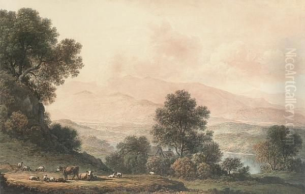 Skiddaw From Vale Of Newlands, Cumberland Oil Painting by John Glover