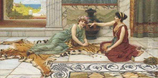 Knuckle Bones Oil Painting by John William Godward