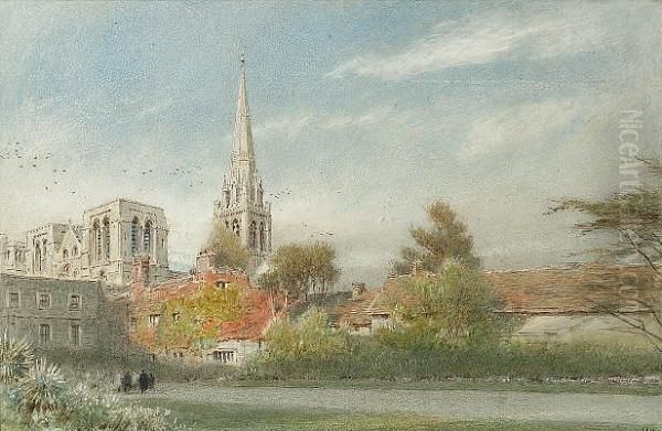 Chichester Cathedral From The Garden Of The Bishop's Palace Oil Painting by Albert Goodwin