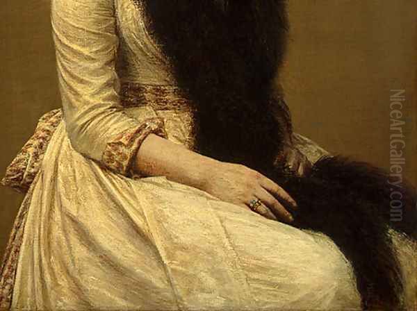 Portrait of Sonia [detail: 2] Oil Painting by Ignace Henri Jean Fantin-Latour