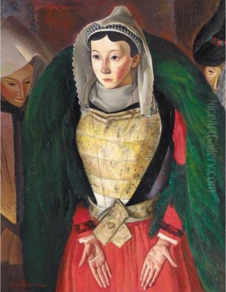 Breton Woman Oil Painting by Boris Dimitrevich Grigoriev