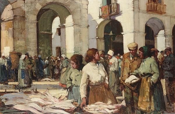 The Fish Market - Boulogne by William Lee Hankey