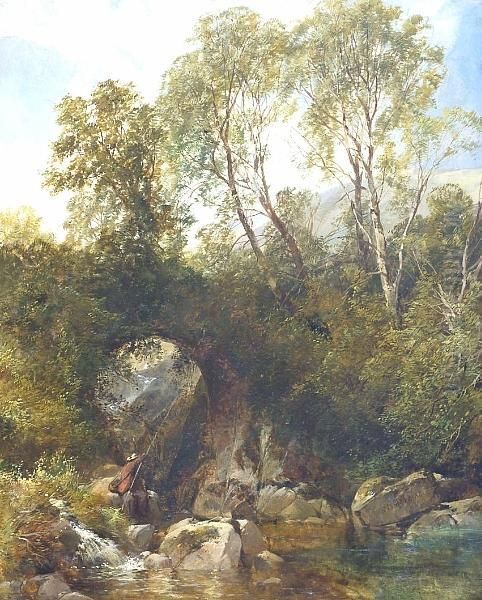 Lyden Bridge On The Brent, Devon Oil Painting by James Duffield Harding